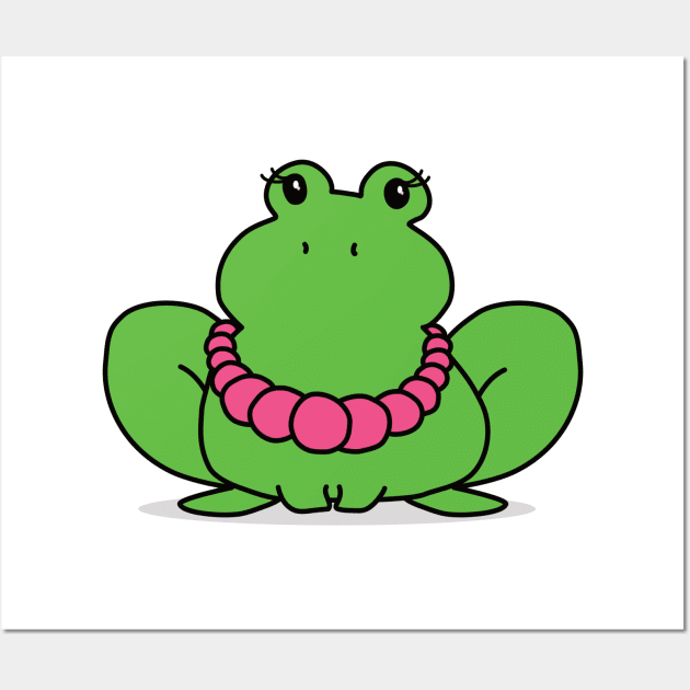 Super Cute Frog with a Big Pearl Necklace Wall Art by EnvelopeStudio